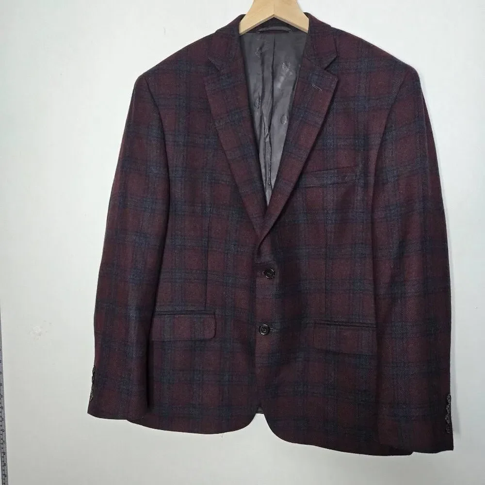 Lauren Ralph Lauren Plaid Wool Blend Blazer Size 44S Tartan Classic